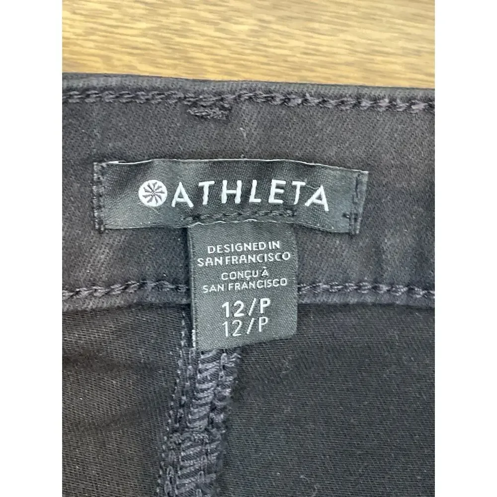 Athleta Black Jeans 12P Stretch Denim Mid Rise Slim Ankle Petite
